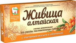 Смолка жевательная Живица Алтайская с пчелиным воском и облепихой Алтайский Нектар 4шт