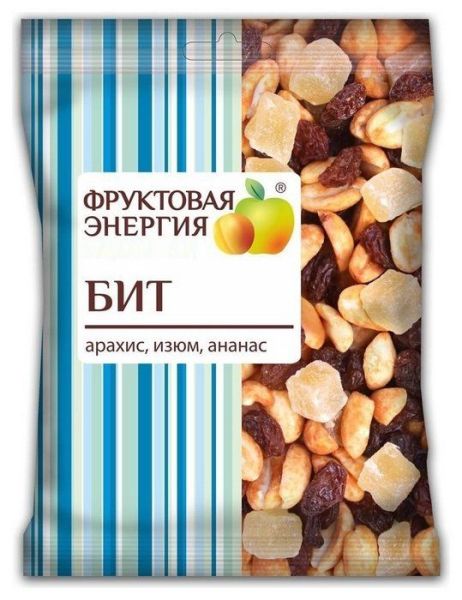 Изображение товара Сухофрукты Бит (изюм, ананас, арахис) фруктово-ореховая смесь, 55г Сухофрукты Бит (изюм, ананас, арахис) фруктово-ореховая смесь, 55г фотография