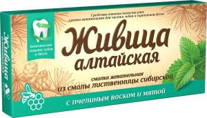 Смолка жевательная Живица Алтайская с пчелиным воском и мятой Алтайский Нектар 4шт