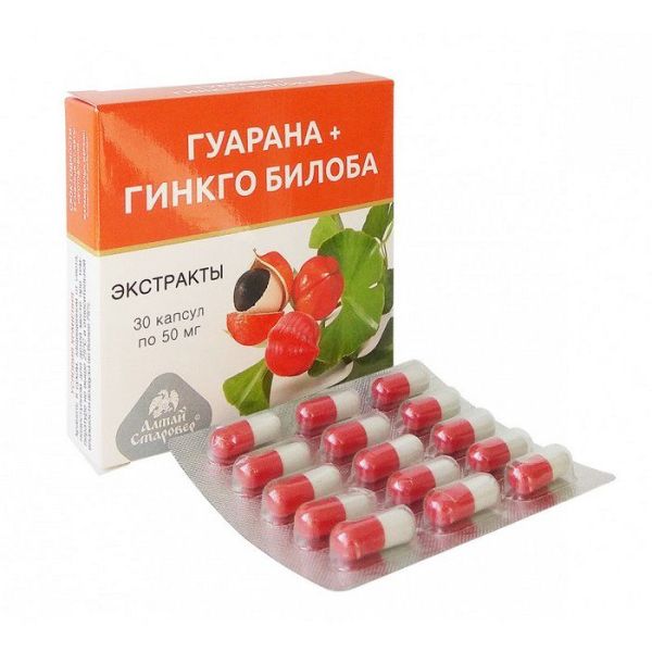 Изображение товара Гуарана + Гинкго Билоба экстракт Алтай-Старовер 30 капсул Гуарана + Гинкго Билоба экстракт Алтай-Старовер 30 капсул фотография