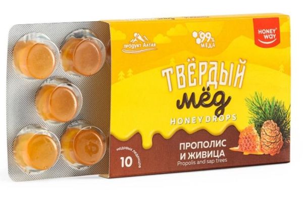 Изображение товара Твердый мед HoneyDrops Прополис и Живица 30г Твердый мед HoneyDrops Прополис и Живица 30г фотография
