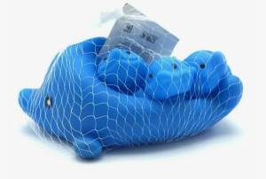 Резиновые игрушки Дельфин и 3 дельфиненка синий 2726-9