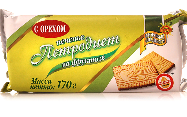 Изображение товара Печенье Петродиет с орехом на фруктозе 170г Печенье Петродиет с орехом на фруктозе 170г фотография