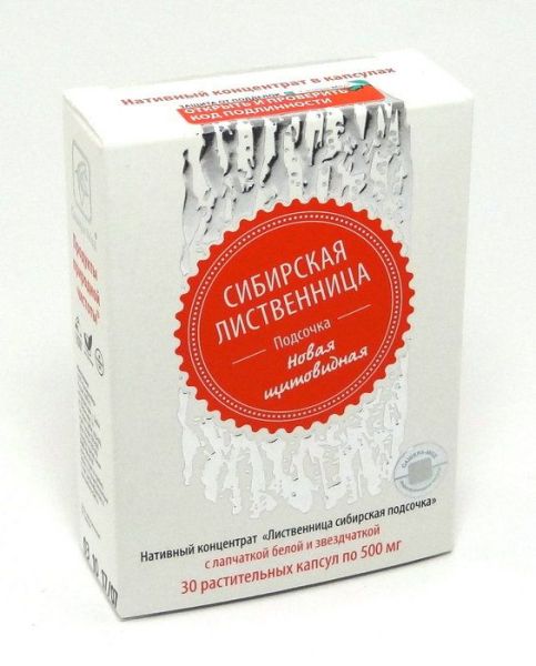 Изображение товара Лиственница сибирская подсочка новая щитовидная, 30 капсул Лиственница сибирская подсочка новая щитовидная, 30 капсул фотография